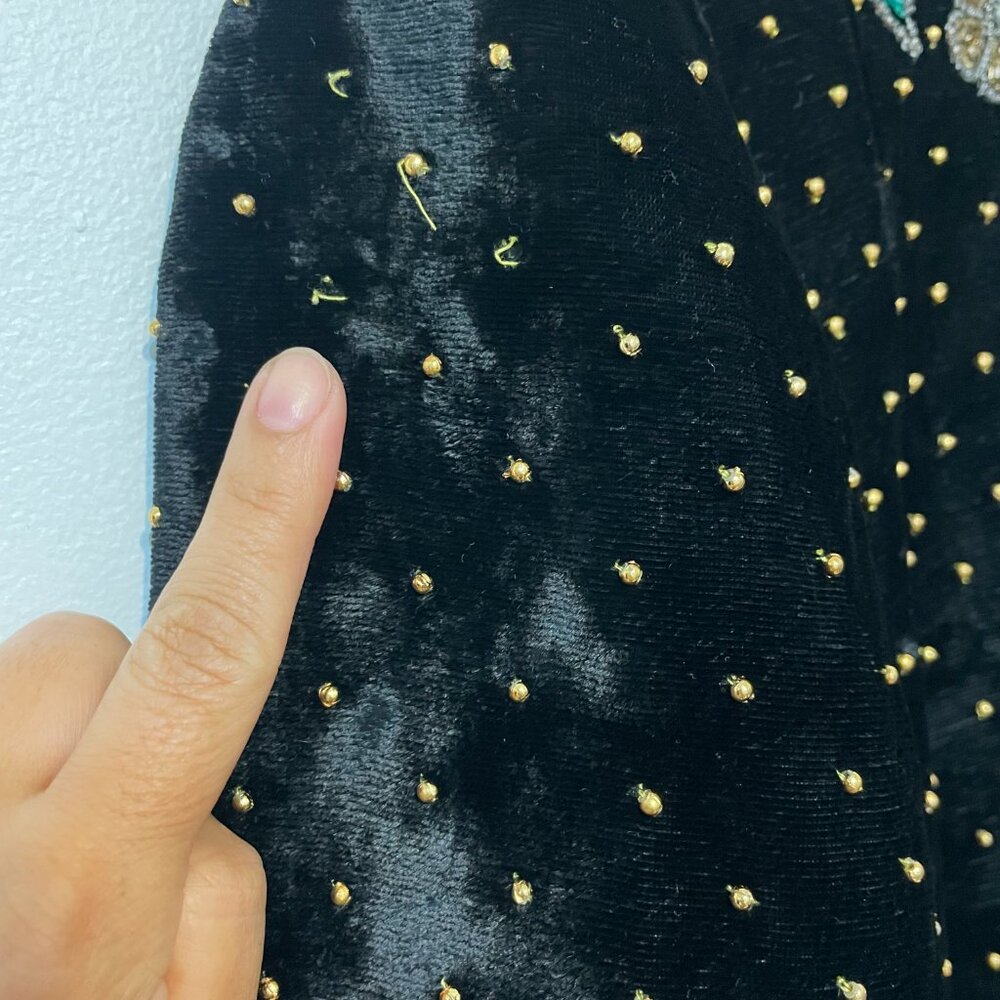 Velvet Beaded Short Party Jacket Size M - Picture 8 of 9
